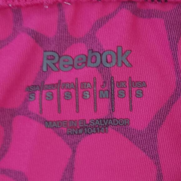 Reebok Athletic Compression Shorts Small Pink Black Abstract Print Running Gym - Picture 4 of 5